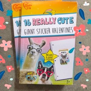 NIB 💕16 Really Cute Giant Sticker Valentines 💌